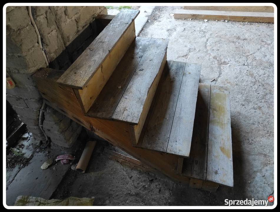 Schody drewniane na podwyższenie półpiętro 70 Płock