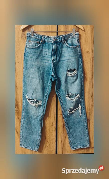 Damskie jeansy o kroju mom fit niebieski warmińsko-mazurskie Barczewo