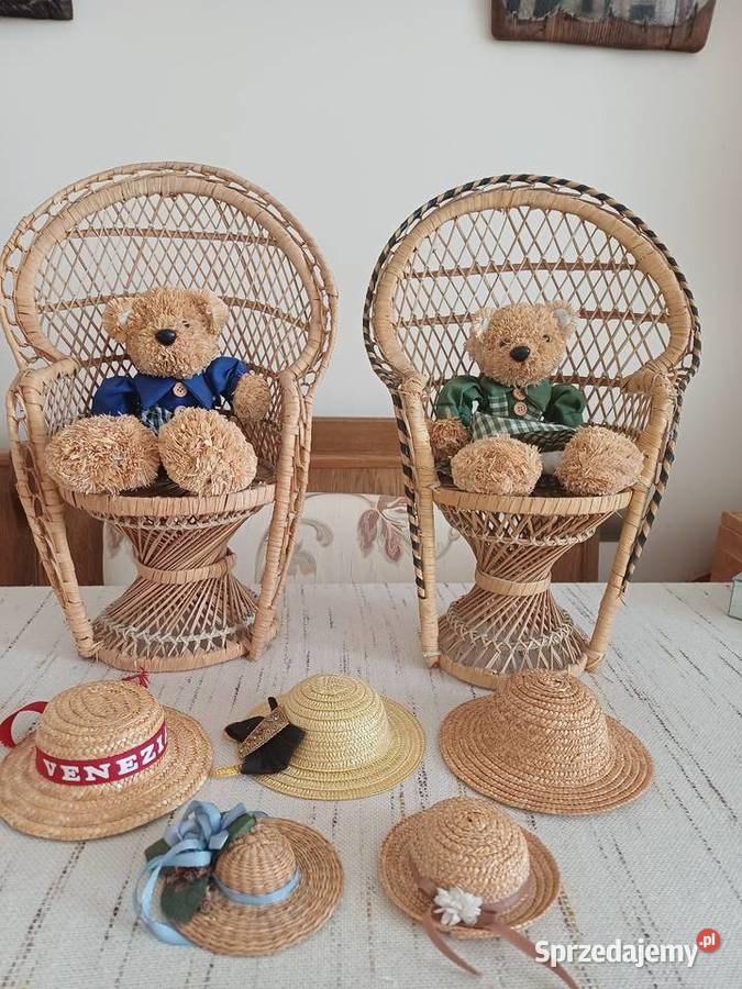 Foteliki z miśkami że słomy plus kapelusiki Zabawki pomorskie Gdynia sprzedam