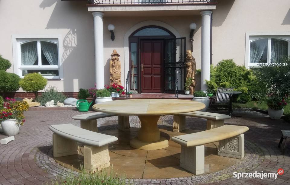 Piękny komplet ogrodowy z piaskowca kamień dolnośląskie Kamienna Góra sprzedam