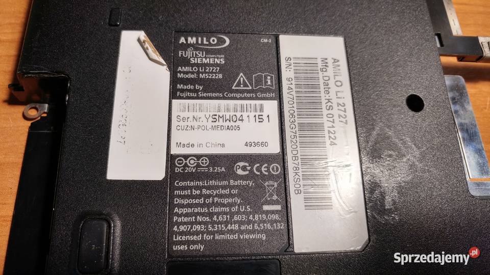 Touchpad Fujitsu Siemens Amilo Li 2727 łódzkie Opoczno sprzedam