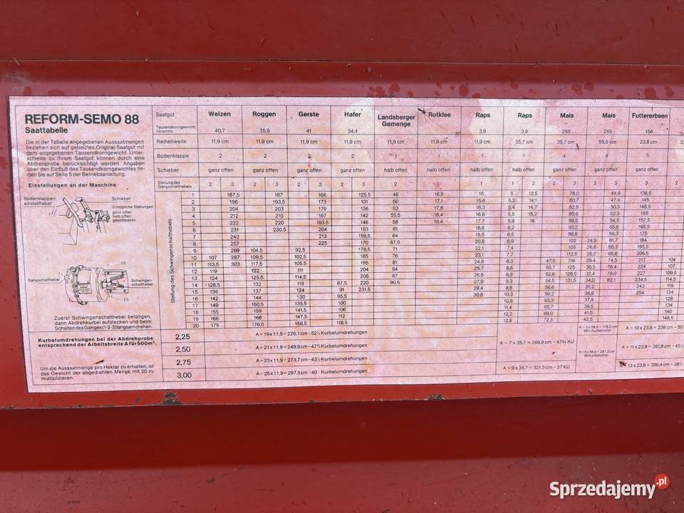 Siewnik REFORM SEMO 88 3m AMAZONE HASSIA Racławice sprzedam