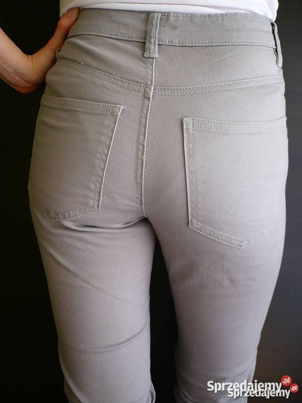 Siwe spodnie jeansowe rurki przeszycia xs 34 Toruń