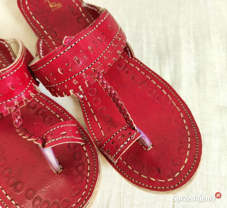 KOHRD2 Skórzane japonki kohalpuri 39 czerwone skóra zachodniopomorskie Szczecin