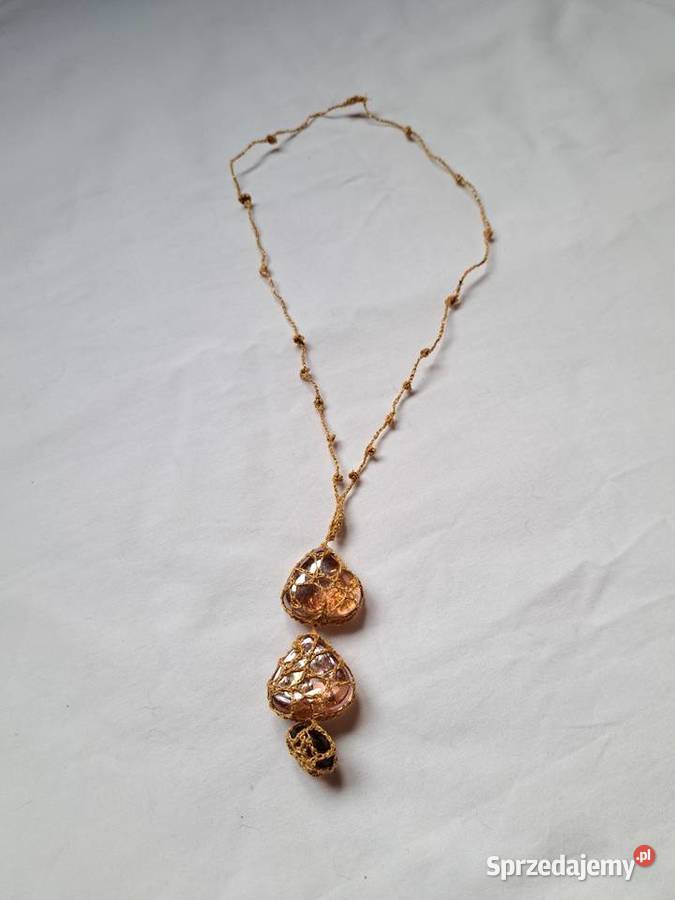 Naszyjnik handmade z trzema kamieniami na małopolskie Brzesko sprzedam