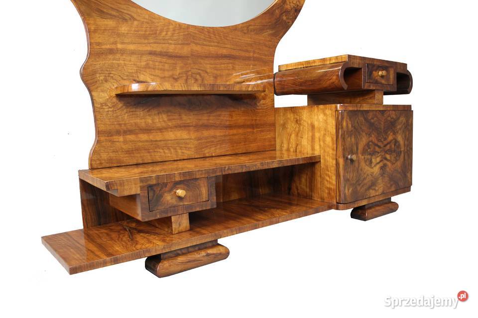 Unikatowa toaletka Art Deco w orzechu renowacji Meble