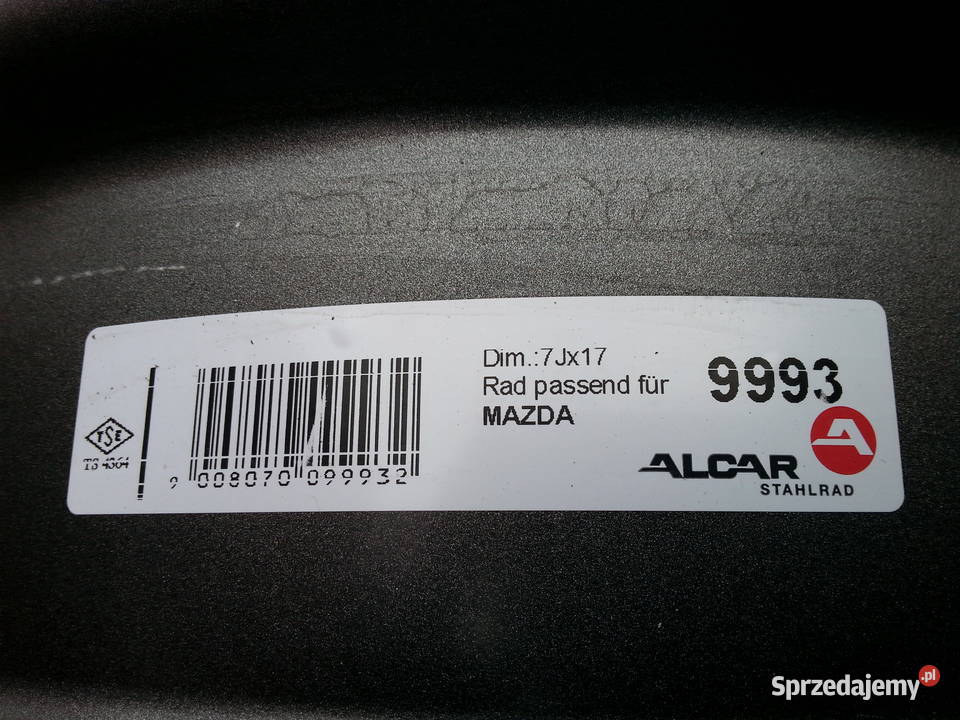 4x Felgi stalowe Mazda CX5 7Jx17 5x1143 ET50 Samochodowe Leszno sprzedam