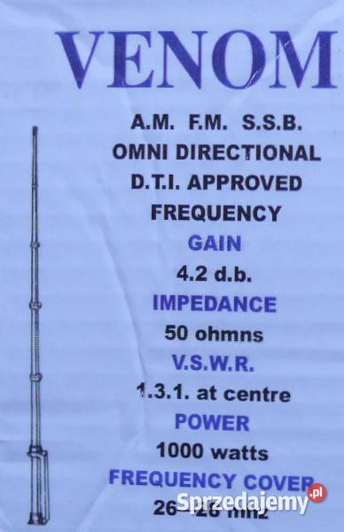Antena bazowa CB radio 27MHz pasmo 10 m i 11 m Krasnystaw