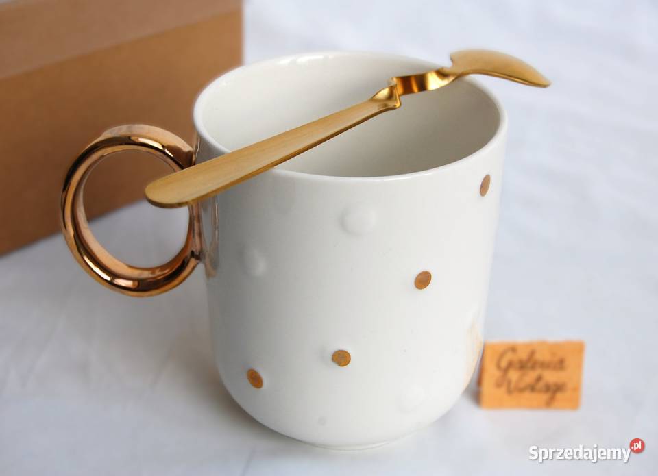 Florina kubek prezentowy z łyżeczką Dots Gold Lublin sprzedam