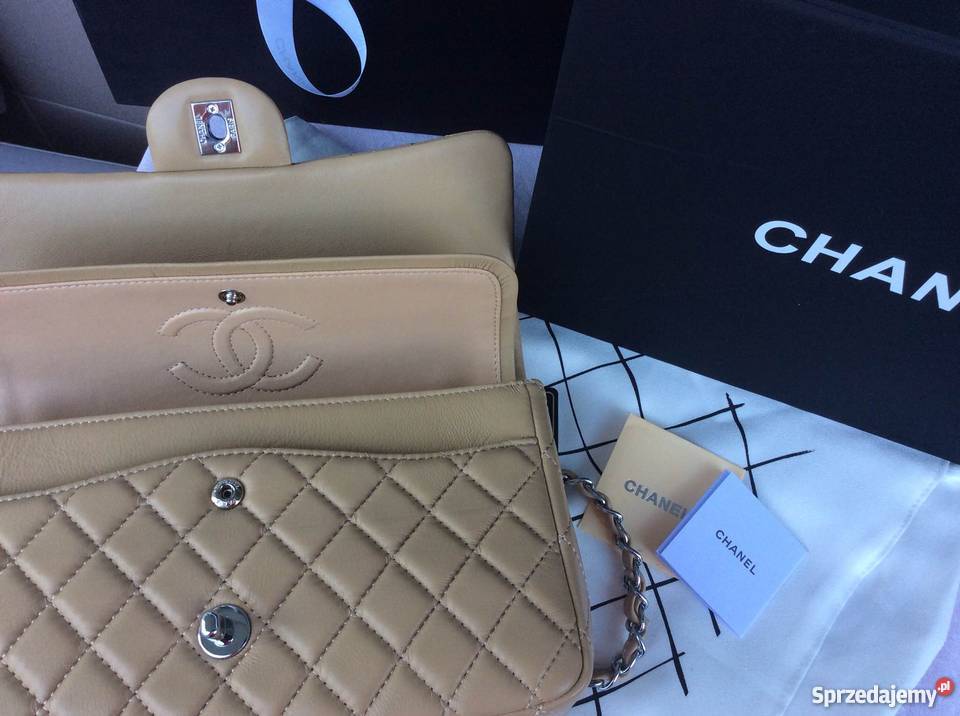 Chanel 255 Classic Flap Lambskin Beżowa Gdakowo