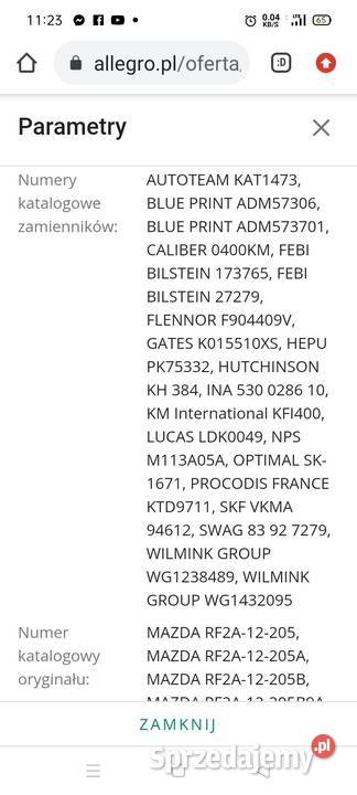 Pasek rozrządu KD47021 małopolskie Kęty