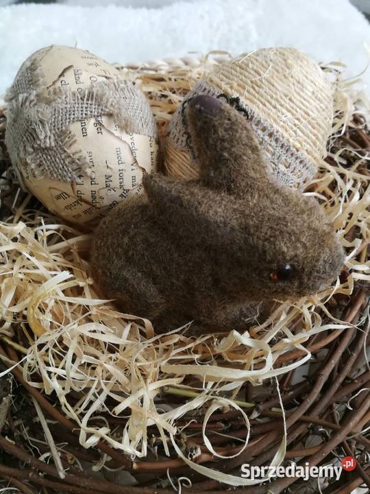 Dwa jajka handmade Wielkanoc i zajączek Dekoracje świąteczne Siemianowice Śląskie