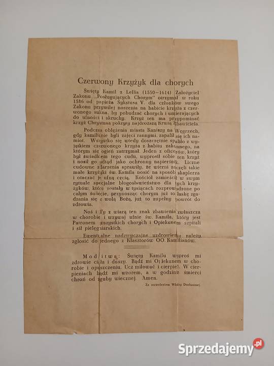 Relikwia z krzyżykiem chorych Św Kamil de Lellis Pozostałe
