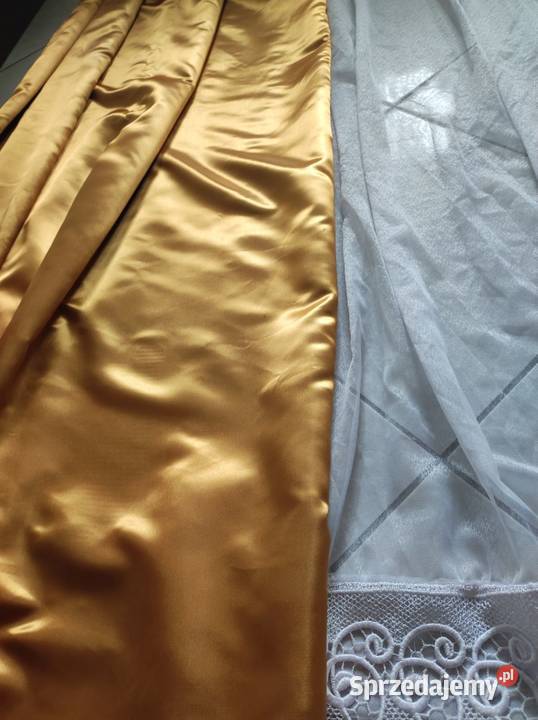złote metaliczne zasłony story kotary Kielce