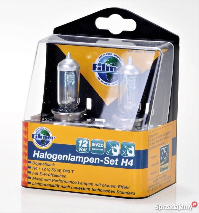 Komplet Lamp Halogen Lamp Set H4 Filmer 12V 55W Żary