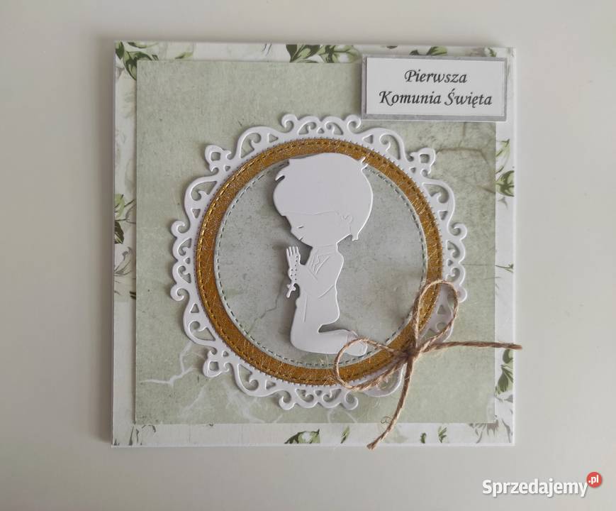 Kartka ręcznie robiona Komunia Święta chłopiec Łódź