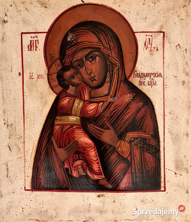 Ikona Matka Boża Włodzimierska XIXw 0353 Warszawa