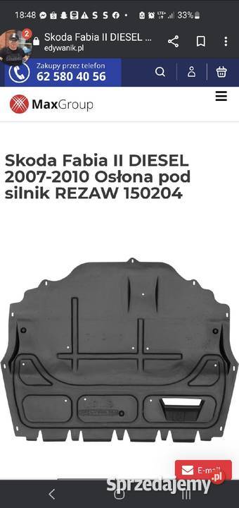 Podloga osłona silnika fabia2 16tdi Rok produkcji 2012 Sochaczew