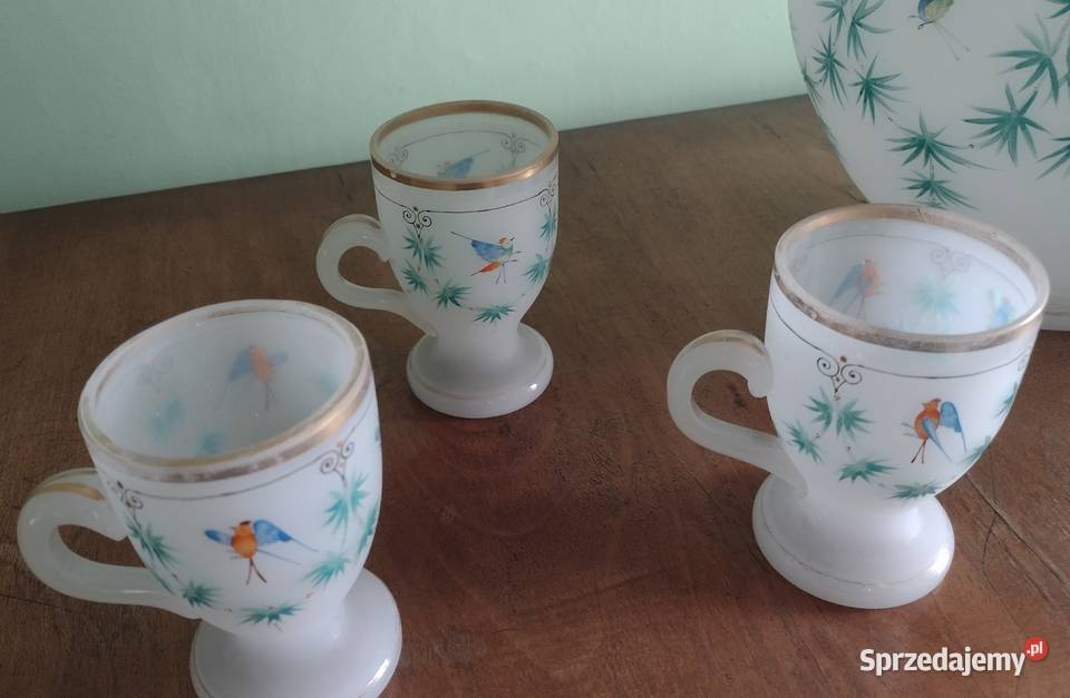 zestaw do ponczu Napoleon III zabytek XIX XX Porcelana i szkło Libiąż