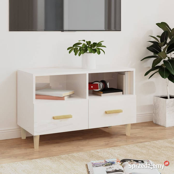 Szafka pod TV biała wysoki połysk 80x36x50 Warszawa