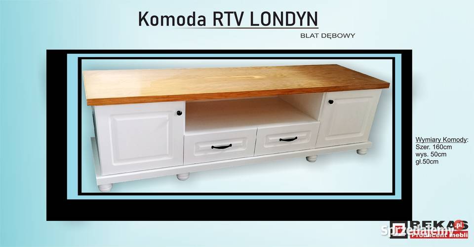 KOMODA RTV 160 LONDYN Prowansalska Biała z Wrocław