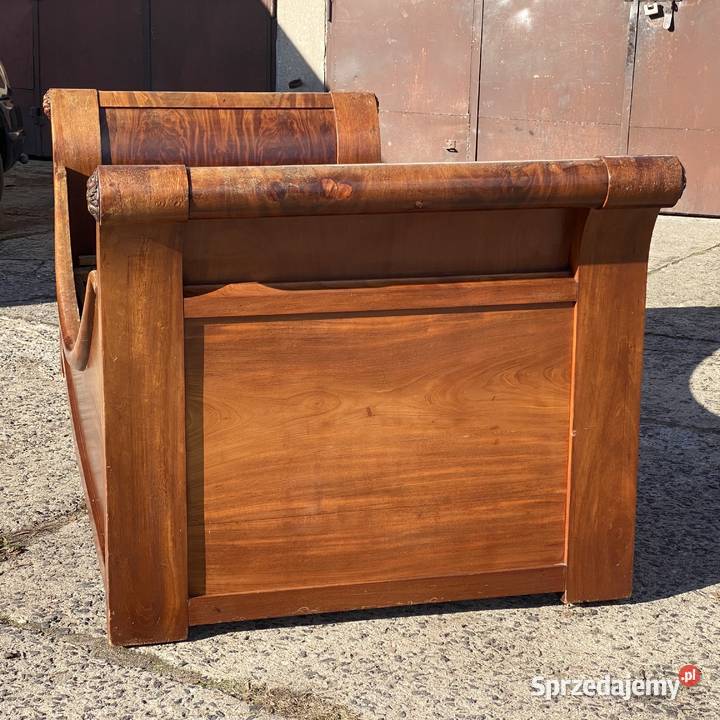 Łóżko Biedermeier pojedyncze 100x200 orzech XIX Gryfice