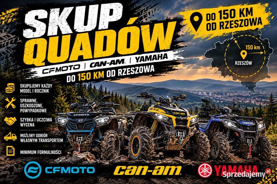SKUP quadów CanAm CF Moto Yamaha inne Rzeszów usługi moto