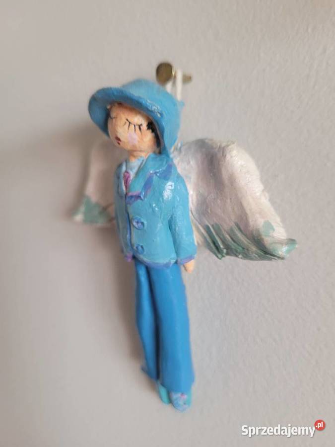 3 Aniołki piękne małe figurki w błękitach Poznań