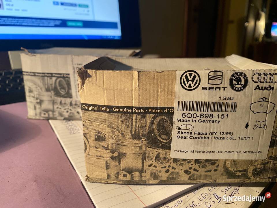 ORYG KLOCKI HAMULCOWE 6Q0698151 AUDIVWSKODA podkarpackie Pilzno sprzedam