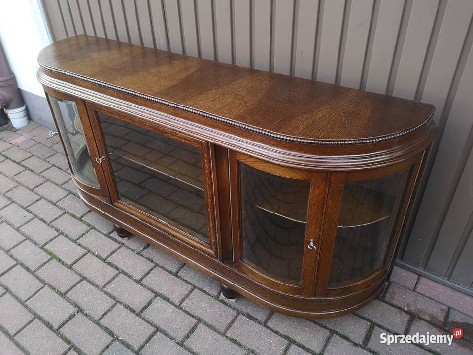 Komoda Witryna Dębowa Niska RTV Stara Antyk Swarzędz