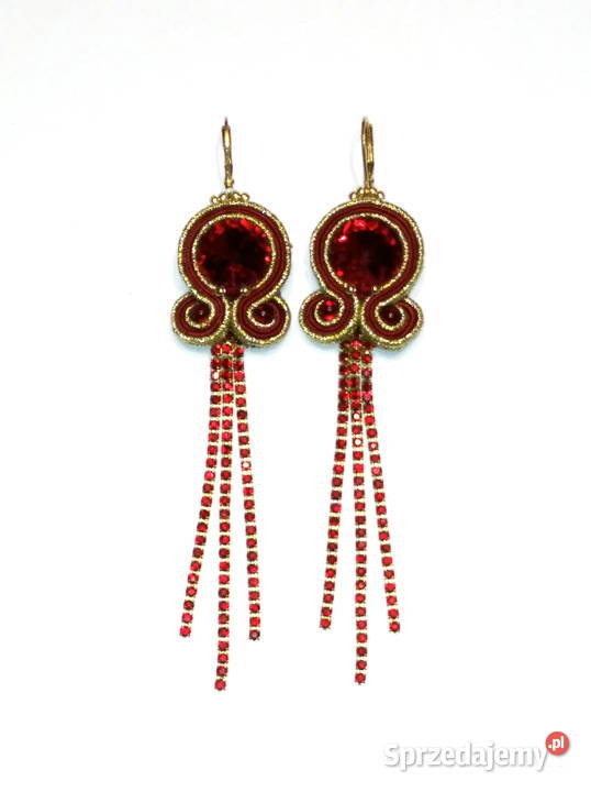 KOLCZYKI WIŚNIOWOZŁOTE Z TAŚMĄ CYRKONIOWĄ SUTASZ Warszawa sprzedam