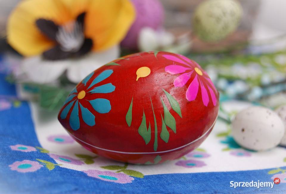 Stara pisanka drewniana ręcznie malowana 6 sprzedam