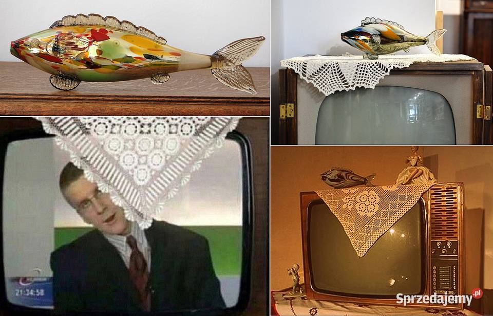 Ryba szklana figura 43 szkło millefiori PRL Lublin