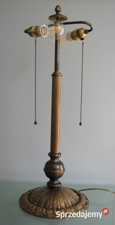 Stylowa mosiężna lampa stołowa ze szklanym Cielądz sprzedam