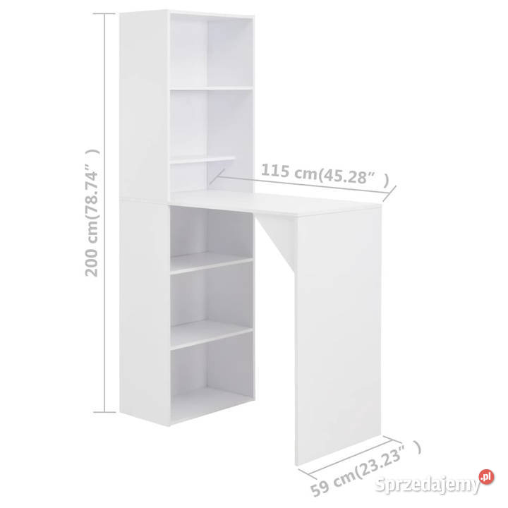 Stolik barowy z szafką biały 115 x 59 x 200 Warszawa