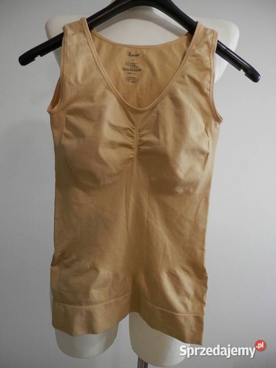 Koszulka Bieliźniana Modelująca Talię Bezszwowa brązowy/beżowy Moda i Styl