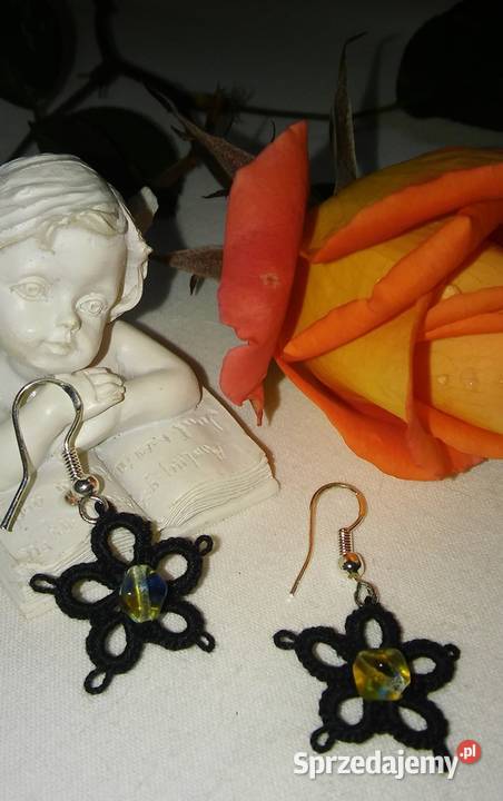Kolczyki frywolitkowe Wiśniowa sprzedam