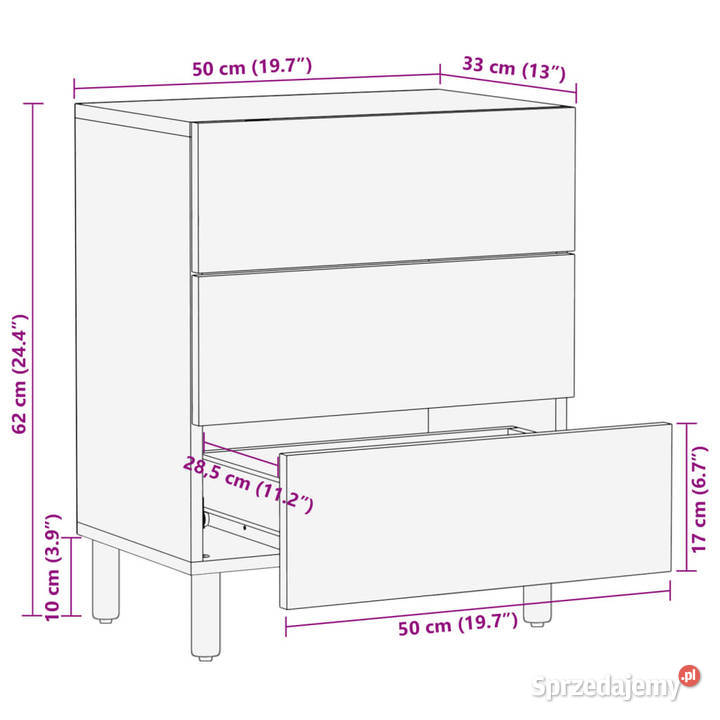 Szafka nocna czarna 50x33x62 materiał Warszawa