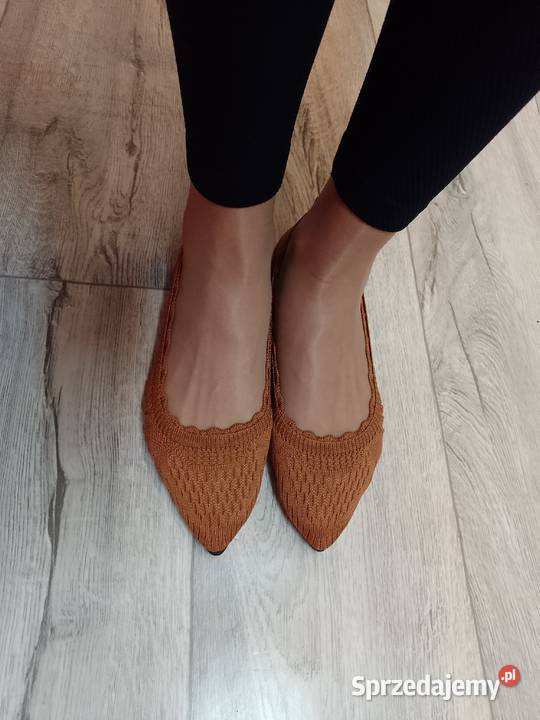 39 Brązowe dzianinowe baleriny wieczorowe NOWE Balerinki Kraków