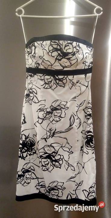 Sukienka gorsetowa S 36 Reserved czarno biała w