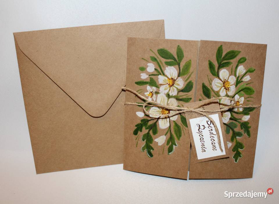 Kartka na urodziny imieniny HANDMADE w kwiaty wielkopolskie Stare Miasto