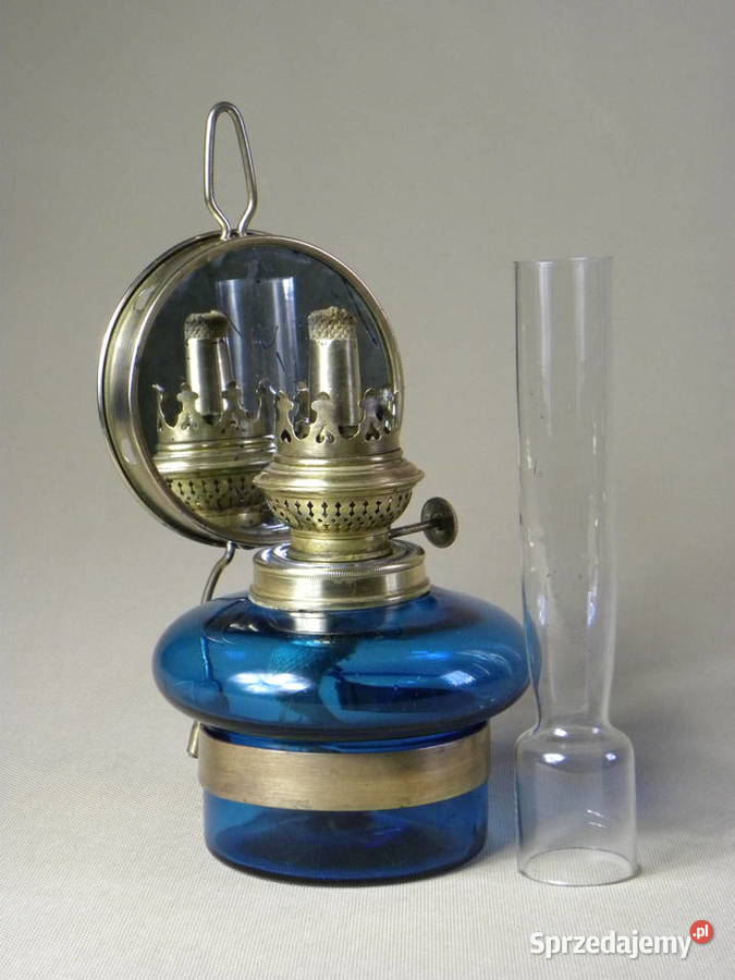 Stara lampa lampa naftowa kinkiet niebieski Legnica