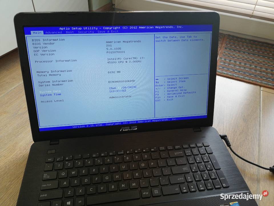 Laptop Asus X751L Karta graficzna