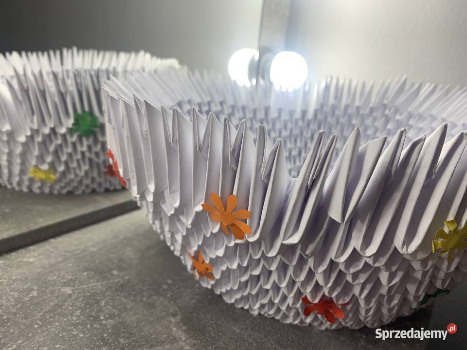 Bukiet kwiatów sztucznych z bibuły wazon origami Jasło