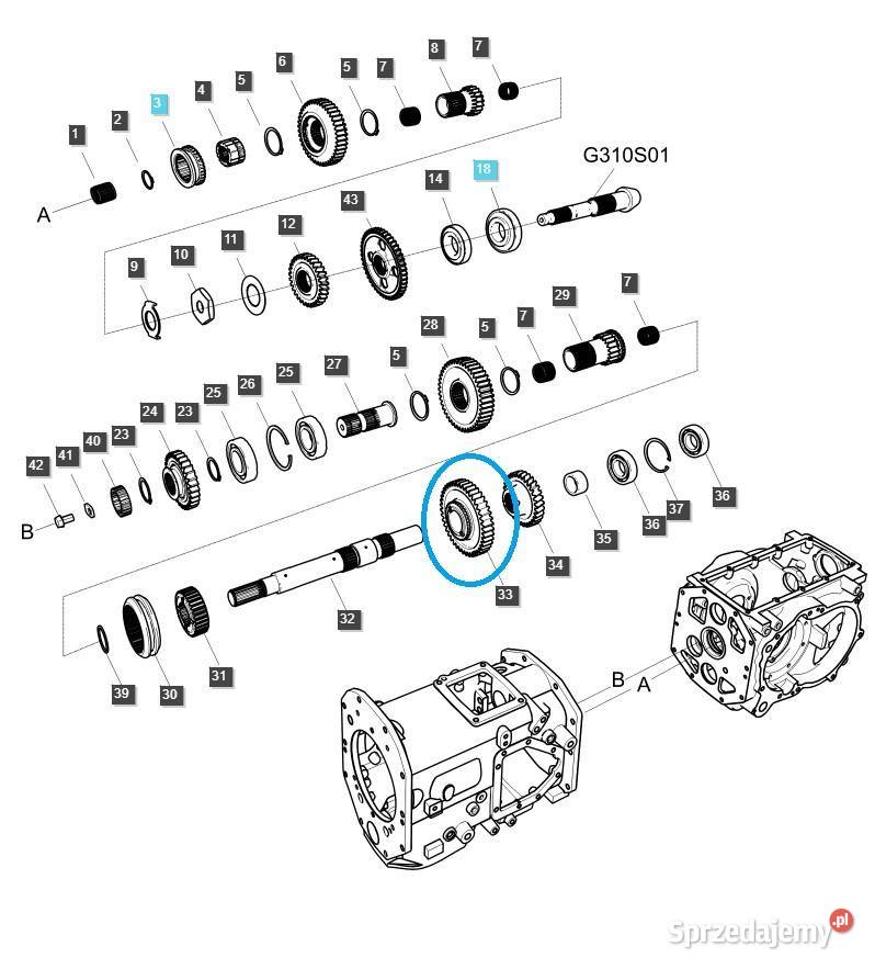 Zębatka biegów DRVN TRG285 LS Tractor 40009231 Tajęcina
