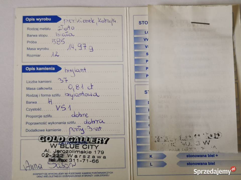 BRYLANTY zestaw złoty pierścionek kolczyki z