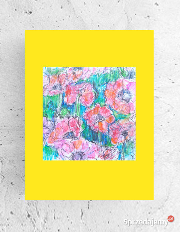łąka rysunek A4 maki obrazek 21x30 kwiaty kujawsko-pomorskie Toruń
