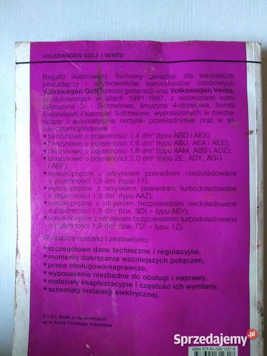 Golf III i Vento instrukcja obsługi Łódź sprzedam