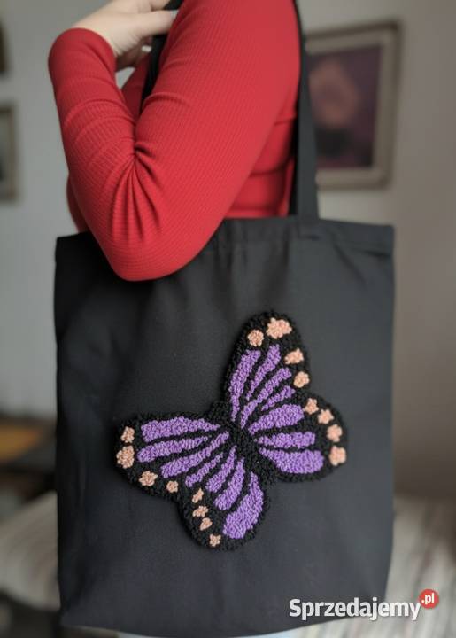Torba chopper z motylem ręcznie robionym czarny