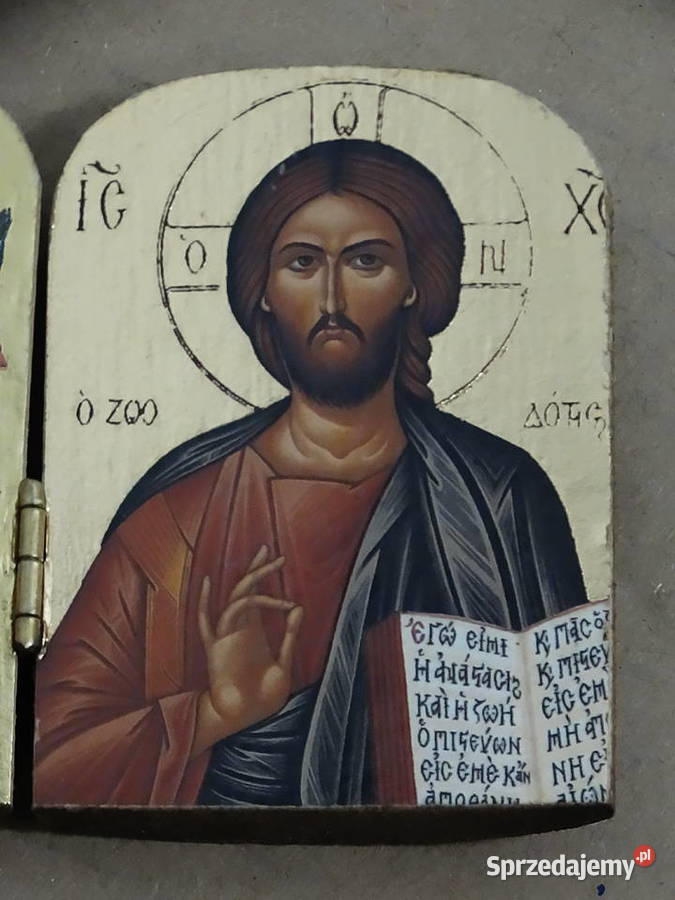 Drewniana ikona składana Dyptyk Matka Boska i lubelskie Biłgoraj